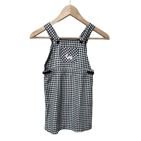 Girls Jumper Dress Size 6X Black White Gingham Scottie Dog Embroidered Fall - Picture 2 of 7